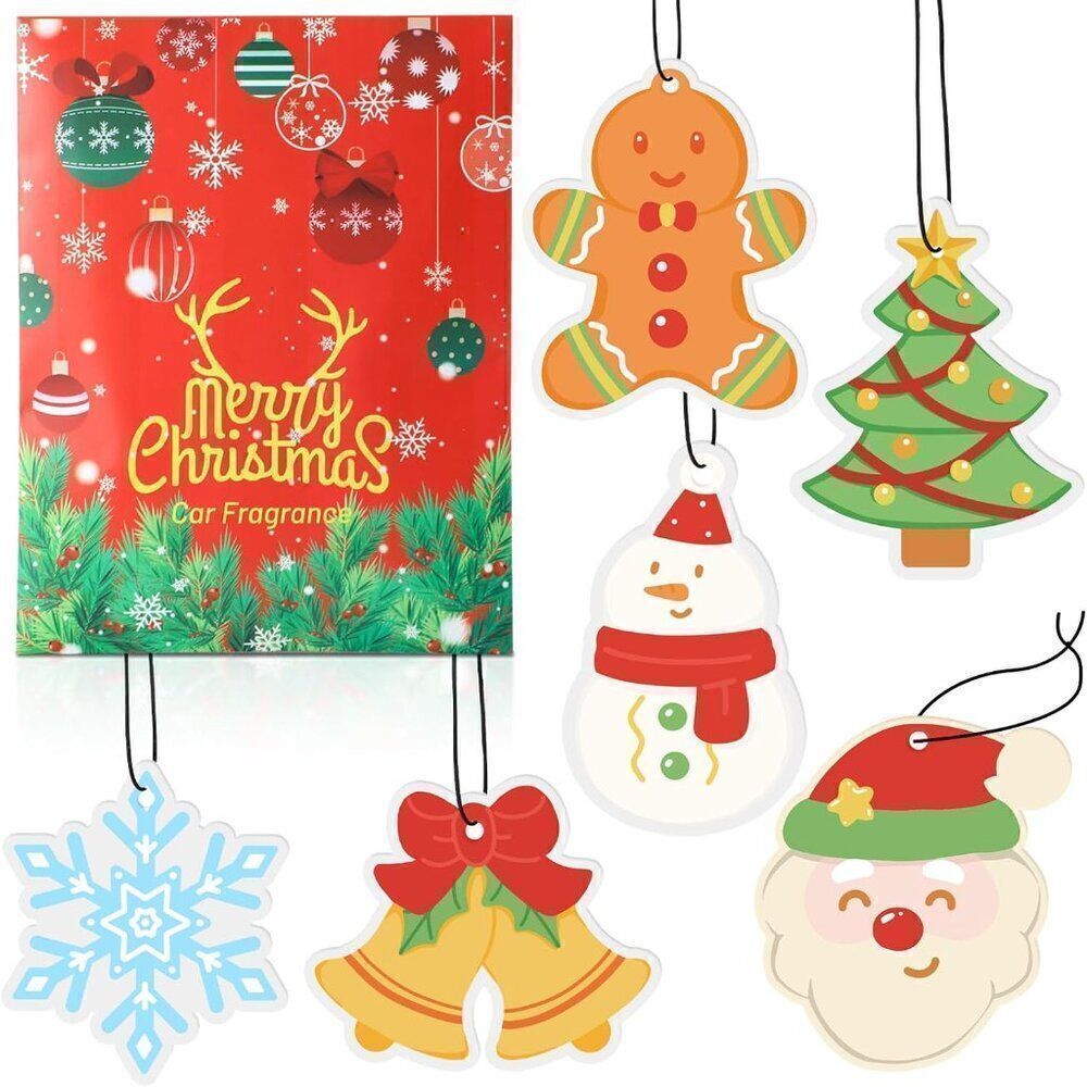 Set of 6 Car Interior Air Freshener Hanging Paper Christmas Accessories